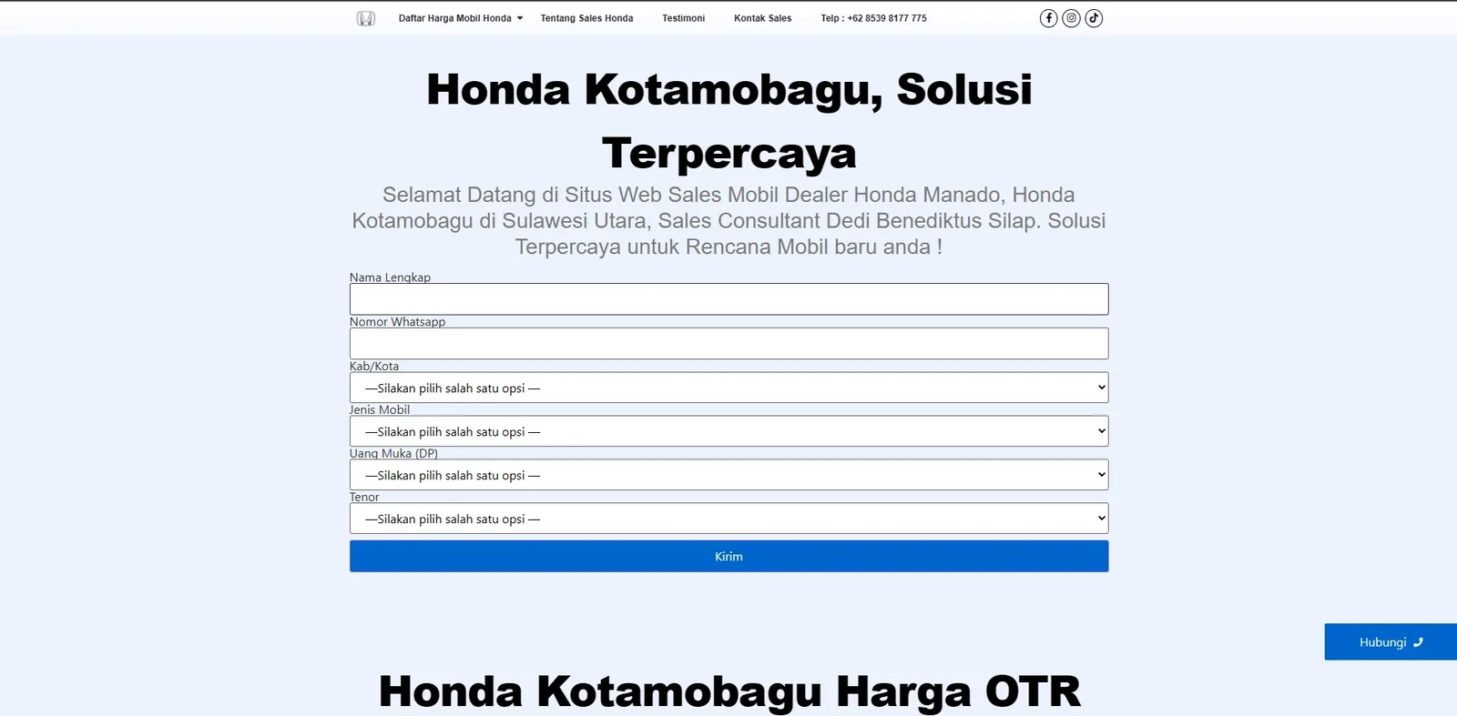 Redesign Website HondaKotamobagu.com