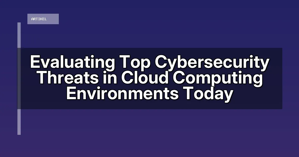 Evaluating Top Cybersecurity Threats in Cloud Computing Environments Today