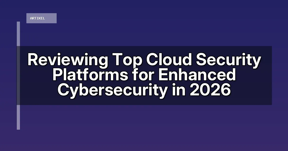 Reviewing Top Cloud Security Platforms for Enhanced Cybersecurity in 2026